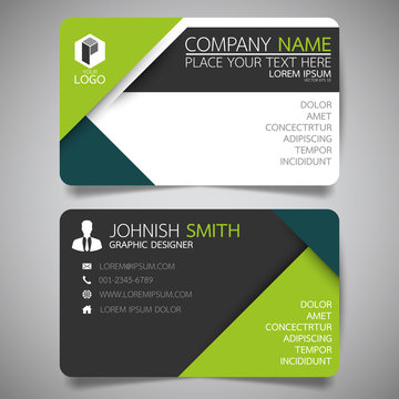 Green modern creative business card and name card,horizontal simple clean template vector design, layout in rectangle size.