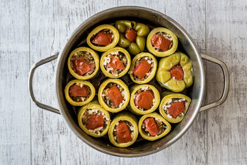 Turkish Zucchini Stuffed with rice and meat / Kabak dolmasi