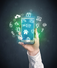 hand holding smartphone