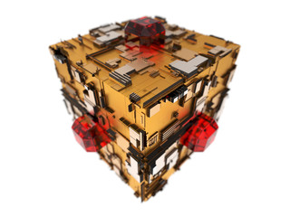 3d illustration of techno cube.