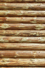 Log Cabin Or Barn Unpainted Debarked Wall Textured Horizontal Background With Copy Space