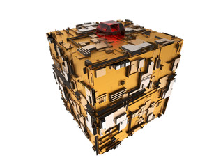 3d illustration of techno cube.