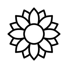 Helianthus or sunflower blossom line art vector icon for flower apps and websites