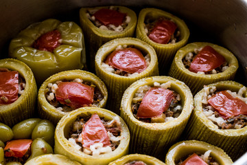 Turkish Zucchini Stuffed with rice and meat / Kabak dolmasi