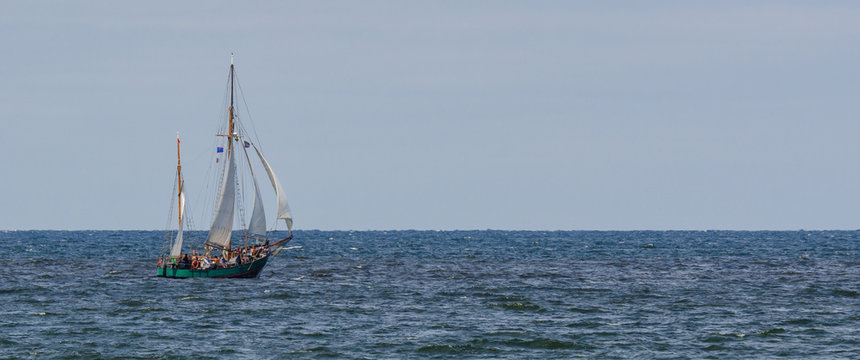 GAFF KETCH - Sailboat On A Cruise With Tourists On The Sea