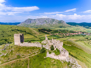 Fototapeta na wymiar Coltesti medieval fortress near Coltesti village, in Apuseni Trascau Mountains, Transylvania, Romania