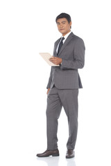 Full Length Snap Figure, Business Man Stand in Gray Suit pants and black shoes