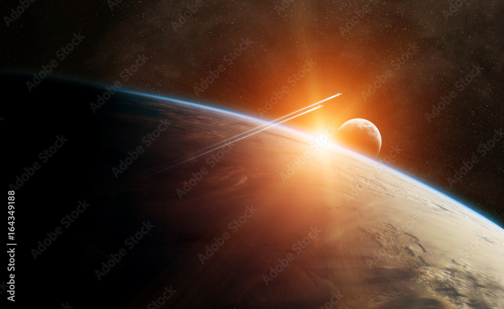 Fototapete planet earth in space 3d rendering elements of this image furnished by nasa