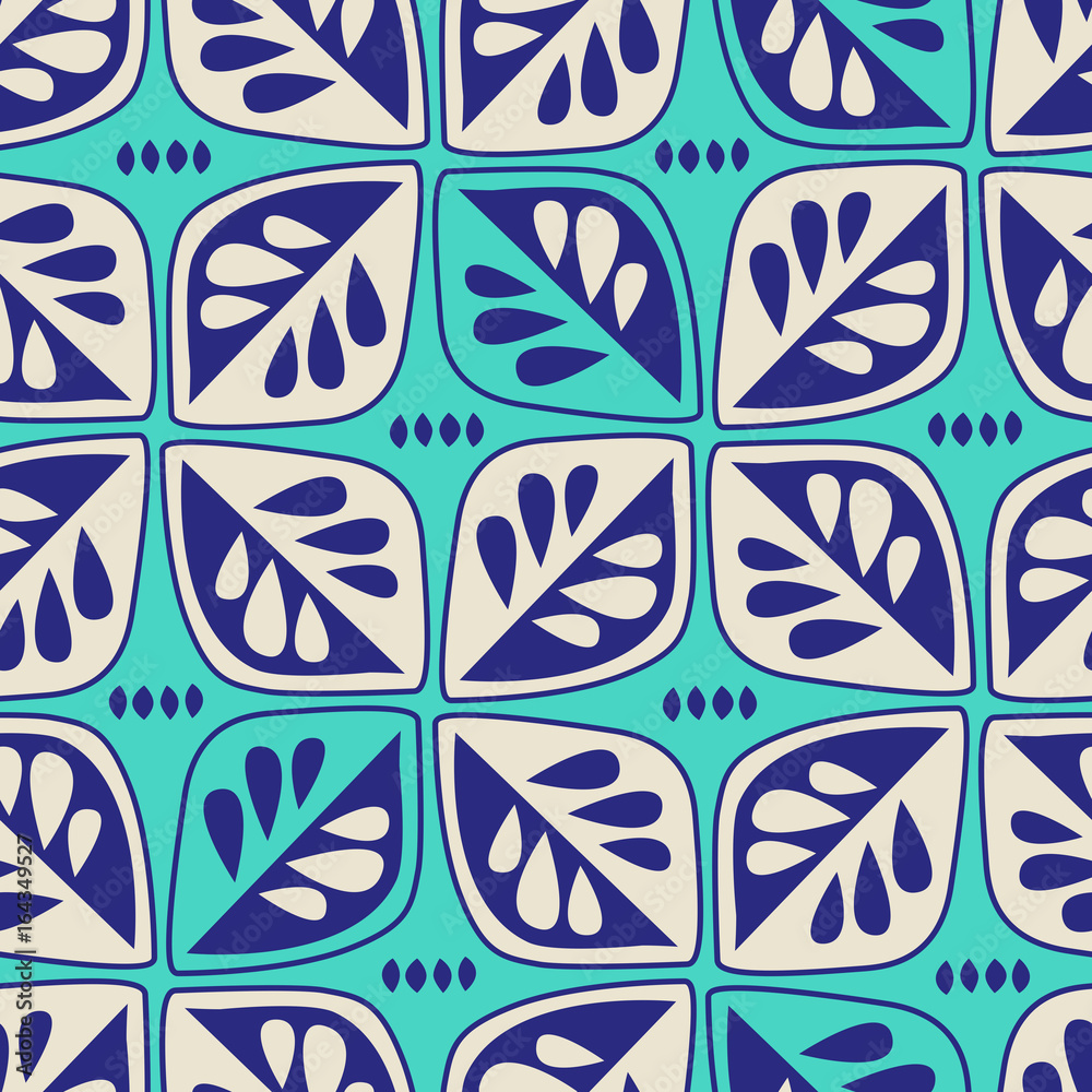 Aufkleber seamless retro pattern with stylized leaves