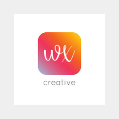 WX logo, vector. Useful as branding, app icon, alphabet combination, clip-art.