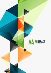 Triangular low poly vector a4 size geometric abstract template