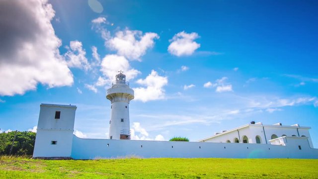 Time Lapse - Beautiful Clouds Moving Over Light House in Kenting, Taiwan - 4K