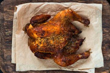 Roasted spatchcock poussin