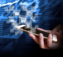 Touch screen smartphone in hand