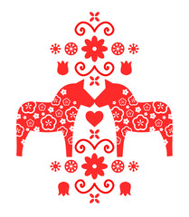 Traditional Scandinavian folk decoration vector from Sweden 