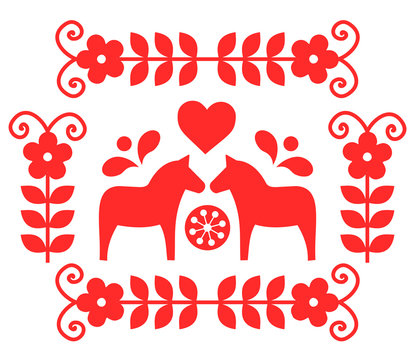 Traditional Scandinavian folk decoration vector from Sweden 