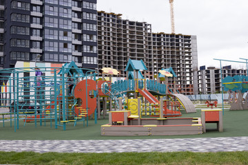 Fototapeta na wymiar A huge new playground in front of the new apartment
