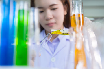 Young medical technicians working in laboratory