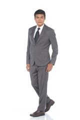 Obraz na płótnie Canvas Full Length Snap Figure, Business Man Stand in Gray Suit pants and black shoes