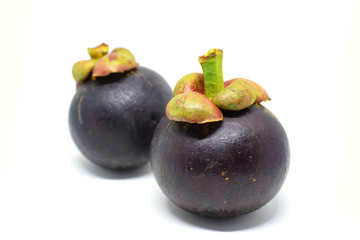 Mangosteen on  white background.