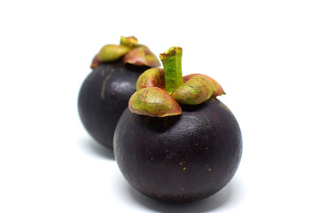 Mangosteen on  white background.