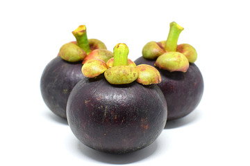Mangosteen on  white background.