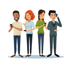 Obraz premium white background with set people social network communication