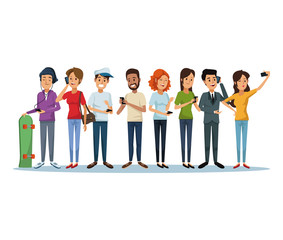 Obraz premium white background with group people social network communication