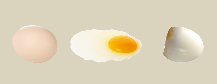 Fresh egg on the yellow background.