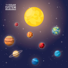 Naklejka premium colorful poster of the solar system