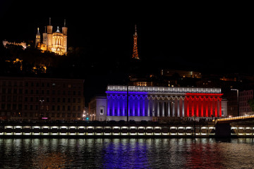 Fototapeta na wymiar Lyon fête le 14 juillet en couleurs