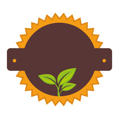 seal stamp with decorative leaves icon over white background colorful design vector illustration