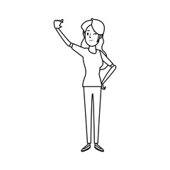 young woman standing cartoon image