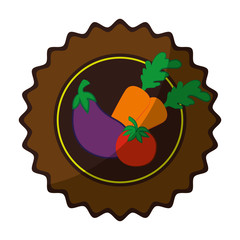 seal stamp with vegetables icon over white background vector illustration
