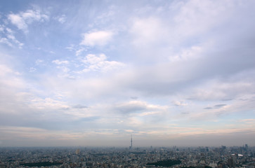 Obraz premium 日本の東京都市風景・青空と雲「文京区や墨田区を望む」