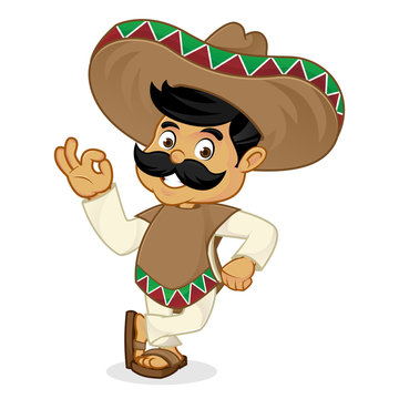 Mexican man cartoon leaning