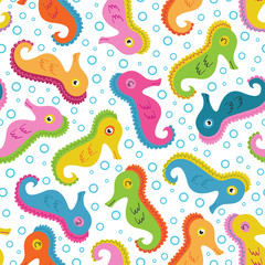 seamless pattern with sea horse -  vector illustration, eps