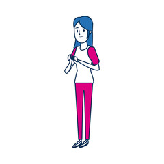 young girl standing casual clothes cartoon image