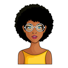 retro woman with glasses icon over white background colorful design vector illustration