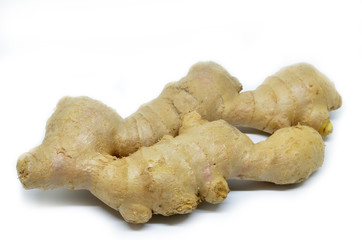 Fresh ginger isolated on white background.