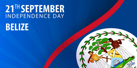 Independence day of Belize. Flag and Patriotic Banner. Vector illustration.