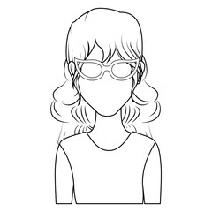 retro woman with glasses icon over white background vector illustration