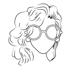 retro woman with glasses icon over white background vector illustration