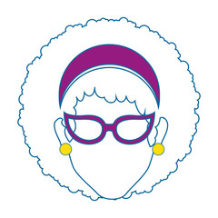 retro woman with glasses icon over white background colorful design vector illustration