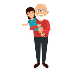 avatar grandfather holding a girl icon over white background vector illustration