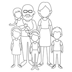 grandparents with kids icon over white background vector illustration