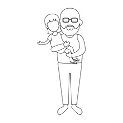 avatar grandfather holding a girl icon over white background vector illustration