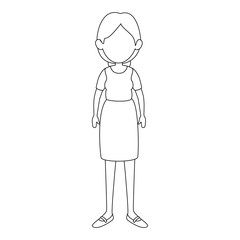 woman wearing a skirt and blouse icon over white background vector illustration
