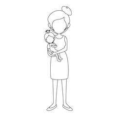 woman holding a baby icon over white background vector illustration