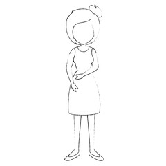 woman wearing a dress icon over white background vector illustration